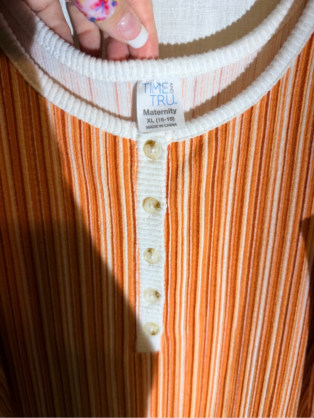 Time and Tru Orange Vertical-Stripe Ribbed Maxi Dress - Picture 3 of 8